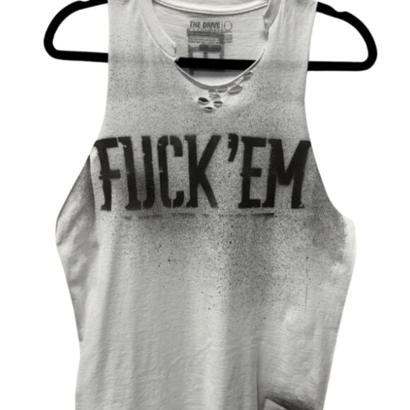 The Drive Clothing Punk LET 'EM HATE White Stringer Tank Top Gym XL Mens Womens - Picture 5 of 7